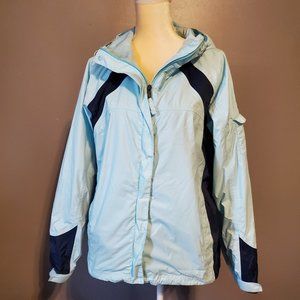 Columbia Omni Tech Teal and Blue Breathable Waterproof Windbreaker Size XL